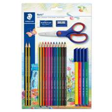 Set creioane colorate+guma+ascutitoare+liner+foarfeca, Noris Staedtler