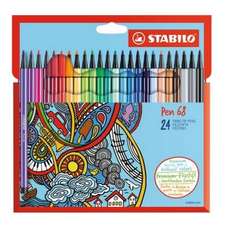 Carioca 24 culori/set, varf 1mm, Pen 68 Stabilo SW68247