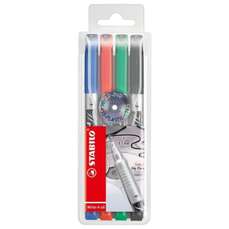Permanent marker 4buc/set (albastru, negru, rosu, verde), varf 0,7 mm, Write-4-all CD/DVD Stabilo SW