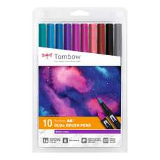 Marker dual brush, 2 varfuri, 10buc/set, Watercoloring ABT Galaxy Colors Tombow