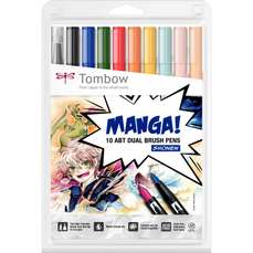 Marker dual brush, 2 varfuri, 10buc/set, Watercoloring ABT Manga Shonen Tombow