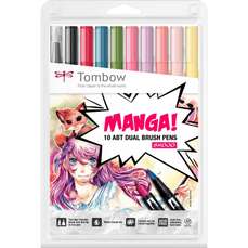 Marker dual brush, 2 varfuri, 10buc/set, Watercoloring ABT Manga Shojo Tombow