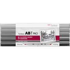 Marker dual brush, 2 varfuri, 5buc/set, ABT Pro Cold Grey Colors Tombow