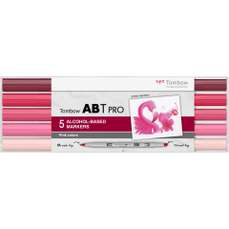 Marker dual brush, 2 varfuri, 5buc/set, ABT Pro Pink Colors Tombow