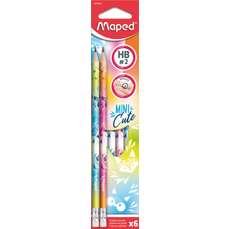 Creion cu guma, HB, 6buc/cutie, Mini Cute Maped