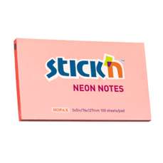 Notes autoadeziv 127mm x 76mm, 100 file/buc, corai neon, Stick'n HO-21170