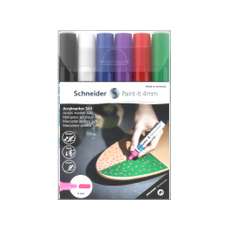 Permanent marker cu vopsea acrilica, 6 culori/set (albastru, rosu, verde, mov, negru, alb), varf 4,0