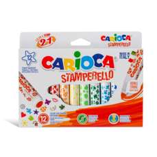 Carioca 2 varfuri, 12 culori/set, cu stampila, Stamperello Carioca