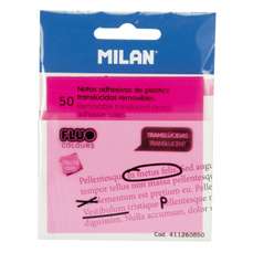 Notes autoadeziv 76mm x 76mm, 50 file/buc, plastic, roz neon, Milan 411260850