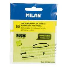 Notes autoadeziv 76mm x 76mm, 50 file/buc, plastic, galben neon, Milan 411261050