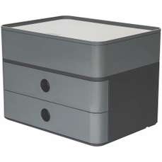 Suport cu 2 sertare pentru documente si cutie accesorii, gri granite, Allison Smart Box Plus Han