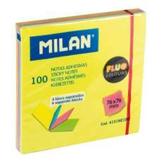 Notes autoadeziv 76mm x 76mm, 100 file/set, culori neon, 4151NE100 Milan