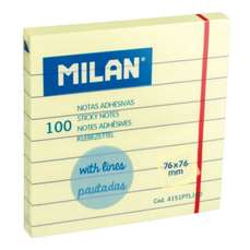 Notes autoadeziv liniat 76mm x 76mm, 100 file/buc, galben pal, 4151PTL100 Milan