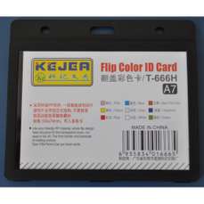 Ecuson standard pentru carduri, orizontal, tip flip, negru, 105x74mm, 5buc/set, Kejea