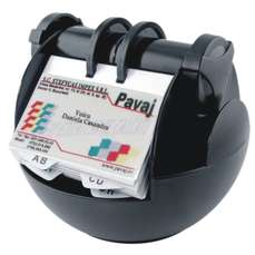 Suport plastic rotativ negru de birou pentru 50 carti vizita AC7650 Acvila