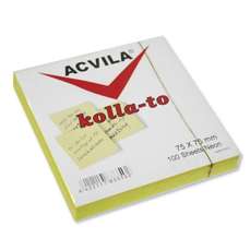 Notes autoadeziv 75mm x 75mm, 100 file/buc, galben neon, AC8335 Acvila