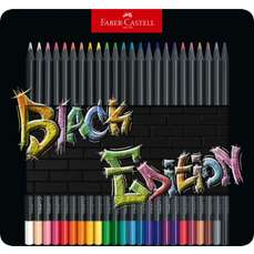 Creioane colorate 24culori/set, cutie metal, Black Edition Faber Castell-FC116425
