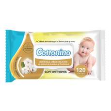 Servetele umede pentru copii, 120 buc/pachet, Cottonino Bumbac si Panthenol