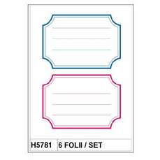 Etichete scolare autoadezive, simple albastru/rosu, 6coli/set, H5781 HERMA