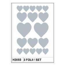 Sticker Decor inimioare argintii, 3folii/set, H3055 HERMA