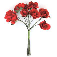 Flori decorative din hartie Trandafiri, rosu, 12buc/set, 252005 GP