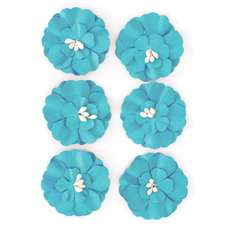 Flori decorative din hartie Zinnia, albastru, 6buc/set, 252008 GP