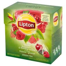 Ceai verde cu aroma de zmeura si rodie, 20plicuri/cutie, Lipton Pyramid