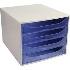 Suport cu 4 sertare pentru documente, gri/albastru, Exacompta