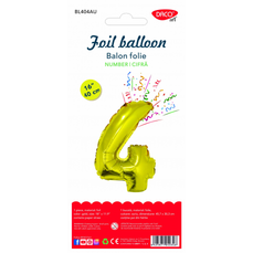 Balon din folie, cifra 4, 40cm, auriu, Daco