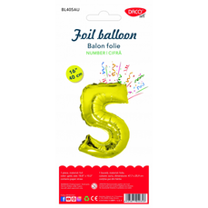 Balon din folie, cifra 5, 40cm, auriu, Daco