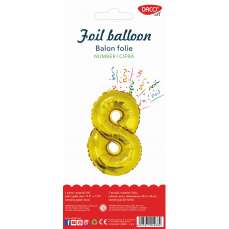 Balon din folie, cifra 8, 85cm, auriu, Daco