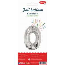 Balon din folie, cifra 0, 100cm, argintiu, Daco
