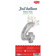 Balon din folie, cifra 4, 100cm, argintiu, Daco