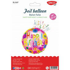 Balon din folie, Happy Birthday, 46cm, BL46F Daco