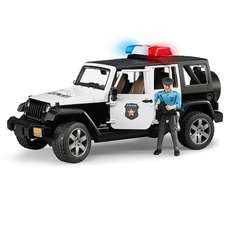 Jeep Wrangler Unlimited Rubicon de politie cu sirena si figurina, Bruder