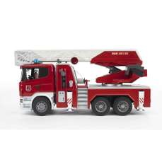 Camion de pompieri Scania R-Series cu scara, pompa de apa si sirena, Bruder