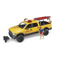 Masina Lifeguard Ram 2500 cu figurina si caiac, Bruder