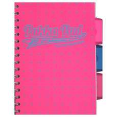 Caiet cu spira A5, 100file, matematica, 3 separatoare, coperta PP roz, Project Book Neon Dots PUKKA 