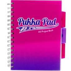 Caiet cu spira A5, 100file, matematica, 3 separatoare, coperta PP roz, Project Book Fusion PUKKA PAD
