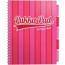 Caiet cu spira A4, 100file, dictando, 5 separatoare, coperta PP roz, Project Book Vogue PUKKA PAD