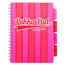 Caiet cu spira B5, 100file, matematica, 4 separatoare, coperta PP roz, Project Book Vogue PUKKA PAD