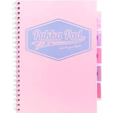 Caiet cu spira A4, 100file, dictando, 5 separatoare, coperta PP roz, Project Book Pastel PUKKA PAD