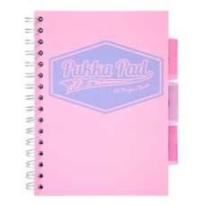 Caiet cu spira A5, 100file, dictando, 3 separatoare, coperta PP roz, Project Book Pastel PUKKA PAD