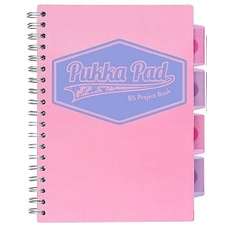 Caiet cu spira B5, 100file, matematica, 4 separatoare, coperta PP roz, Project Book Pastel PUKKA PAD