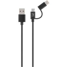 Cablu de date microUSB-USB-C / USB, 1m, negru, TCUSB2IN1 TnB