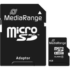 Card de memorie Micro- SDHC 4GB, Class 10 cu adaptor SD, MediaRange MR956