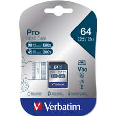 Card de memorie SDXC 64GB, Class 10, Pro U3 Verbatim