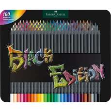 Creioane colorate 100culori/set, cutie metal, Black Edition Faber Castell-FC116490