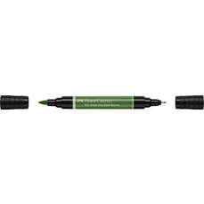 Marker pe baza de apa, verde crom opac 174, 2 varfuri, Pitt Artist Pen Dual Faber Castell- FC162174