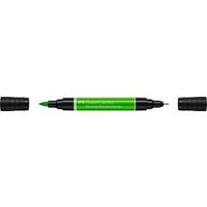 Marker pe baza de apa, verde frunza 112, 2 varfuri, Pitt Artist Pen Dual Faber Castell- FC162112